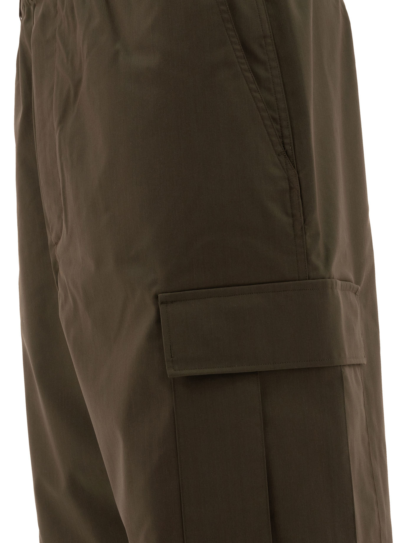 GOLDWIN Green Wool Blend Twill trousers